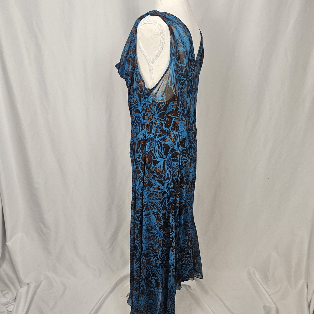 Robbie Bee Vintage 18W Beaded Whimsigoth Ruffle Midi Blue Dress with Shawl - Picture 8 of 8